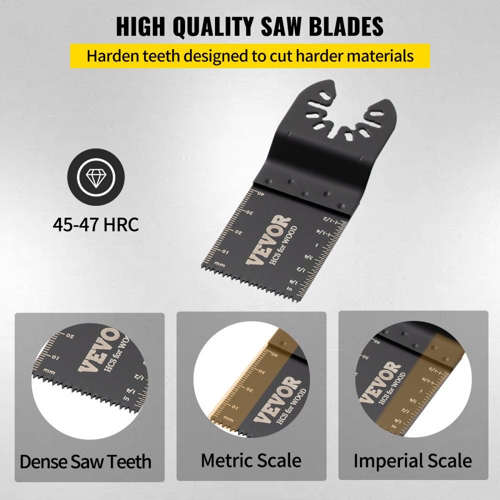 100x Multitool Saw Blades Oscillating Accessory Set HCS + Stainless Steel Multitool Segment Saw Blade 1-3/8 Inch Multifunctional Tool Accessory Set 45-47 HRC