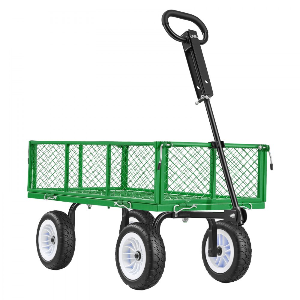 Bollerwagen 408,2 kg Tragkraft, Gartenwagen mit PU-Bereifung, Transportwagen aus Stahl mit verstellbarem Griff, abnehmbare Seitenwände, Gerätewagen zur Befestigung an ATV oder Traktor, grün Bollerwagen 408,2 kg Tragkraft, Gartenwagen mit PU-Bereifung, Transportwagen aus Stahl mit verstellbarem Griff, abnehmbare Seitenwände, Gerätewagen zur Befestigung an ATV oder Traktor, grün