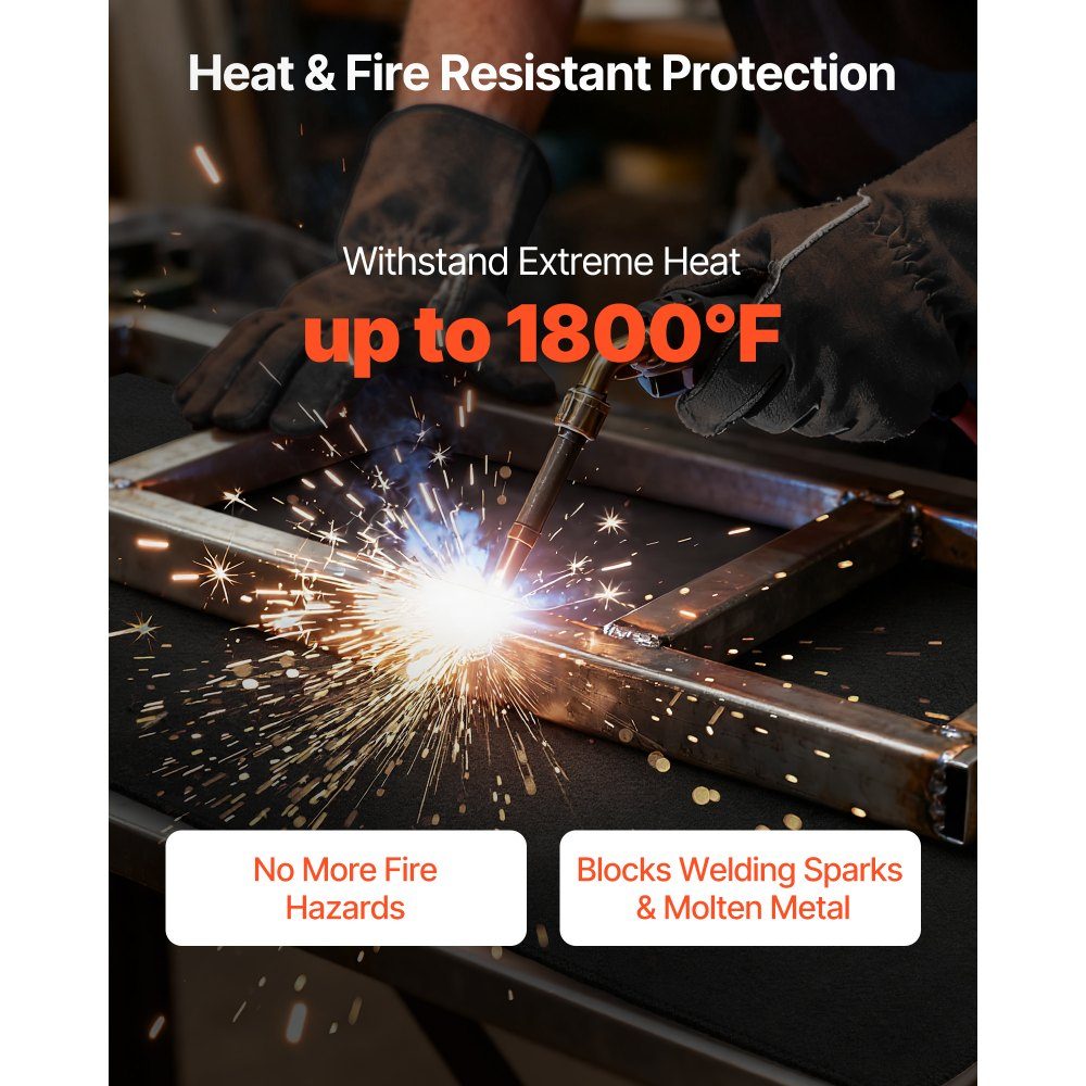 Feuerlöschdecke, 2er-Pack, 508 x 914 mm, flammhemmende Kohlefilz-Schweißdecke, bis zu 982 °C hitzebeständige Feuerdecke, 3,5 mm dicke feuerfeste Isoliermatte, Feuerlöschdecke