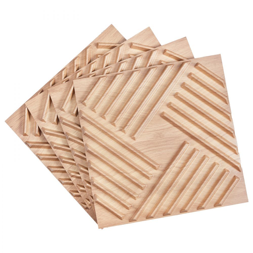 3D Wall Panels Set of 12 150x50cm Modern Minimalist Style PVC Wall Panels 2.97m² Area Interior for Bedroom Living Room Playroom Light Wood Color