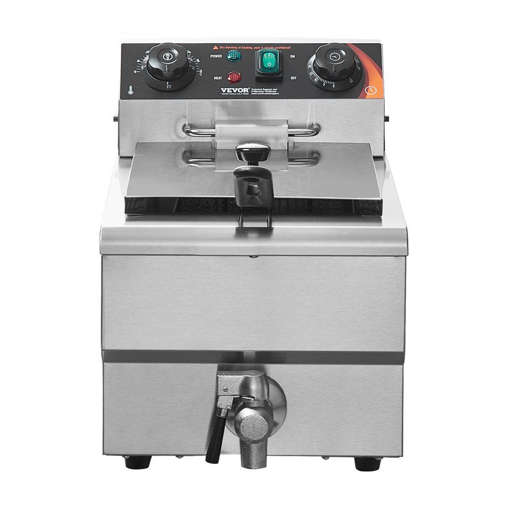 Commercial Deep Fryer, 1500W Electric Deep Fryer with Basket, 9L Stainless Steel Deep Fryer with Time and Temperature Control, Overheat Protection, Deep Fryer for Kitchen, Restaurant, Cafe, Bar