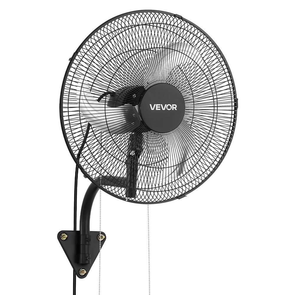 59 W Industrie-Wandventilator 51 cm, 6,5 m/s oszillierender Wandventilator mit 3 Stufen und verstellbarem Neigungswinkel, gewerblicher Industrieventilator für Werkstatt, Garage, Lager, Fitnessstudio, Schwarz