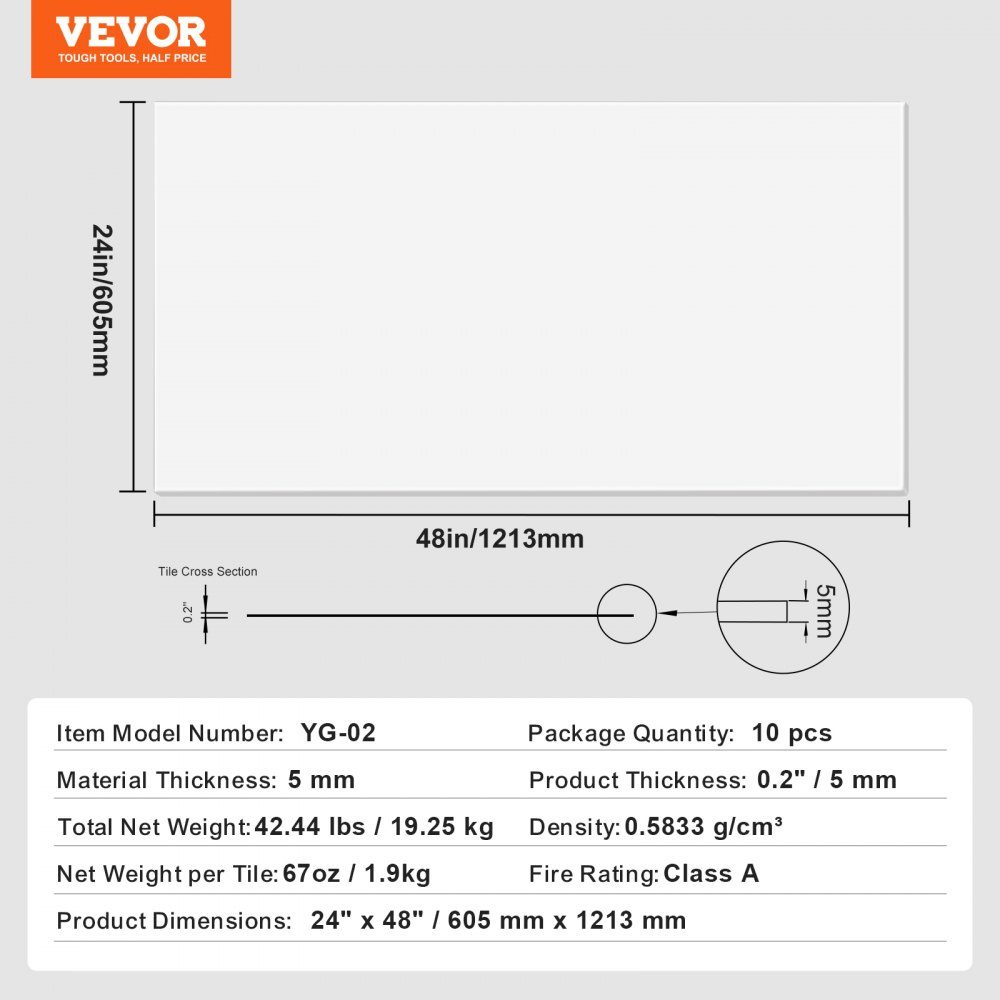 Ceiling Panels 10pcs 24x24 Inch Suspended Ceiling Panels Made of High Quality PVC Foam Fireproof Good Flexibility and Easy Installation Ceiling Panel for Home Office Decoration Smooth White