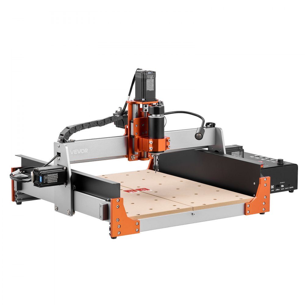 CNC-Fräsmaschine, 500-W-Spindel, 3-Achsen-Graviermaschine mit zwei Linearführungen und Kugelumlaufspindel, Arbeitsbereich von 400 x 400 x 95 mm, Trimmer für Holz und Acryl