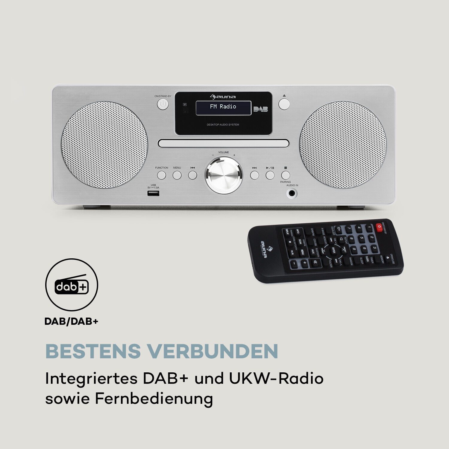 Radio DAB avec lecteur CD, chaîne micro stéréo, FM, écran LCD, Bluetooth, USB