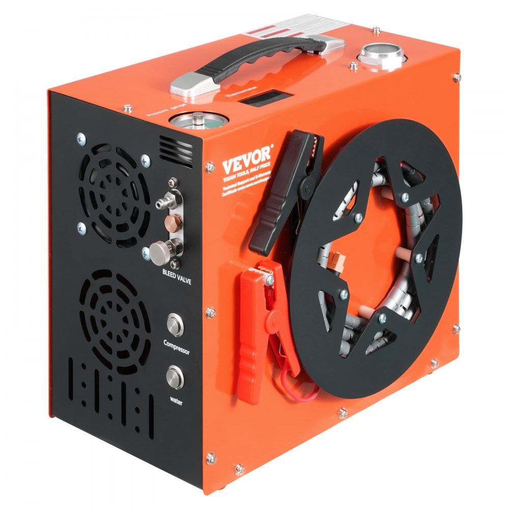 PCP Air Compressor, 4500PSI/30MPa Portable PCP Air Rifle Compressor - Integrated Water and Fan Cooling System, Auto-Stop DC12V/AC230V Paintball Tank Compressor for Air Rifle, Diving Bottle