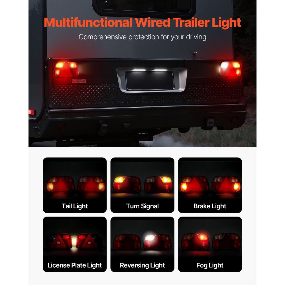 Anhängerbeleuchtung Anhängerbeleuchtung 2 Stück mit 6 Modi (Bremslicht/Blinker/Rücklicht/Kennzeichen/Rückfahrlicht/Nebelscheinwerfer), Anhängerbeleuchtung Set mit Kabelbaum für LKW