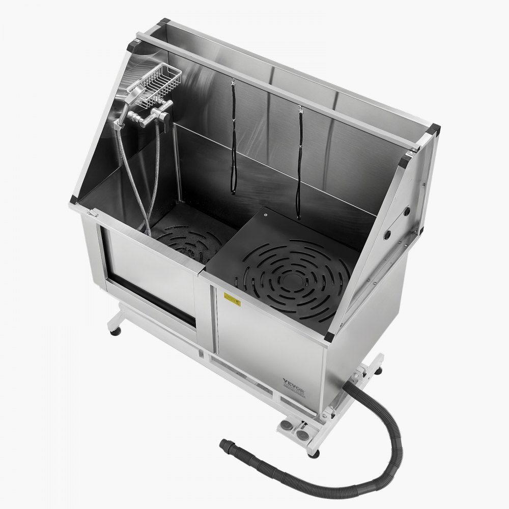 Electric Dog Washing Station with Lift Function, 50" Pet Grooming Tub with PE Water Filter Plate, Faucet and Shower Head, Dog Bathtub, Multi-Pet Sink (Left Door)