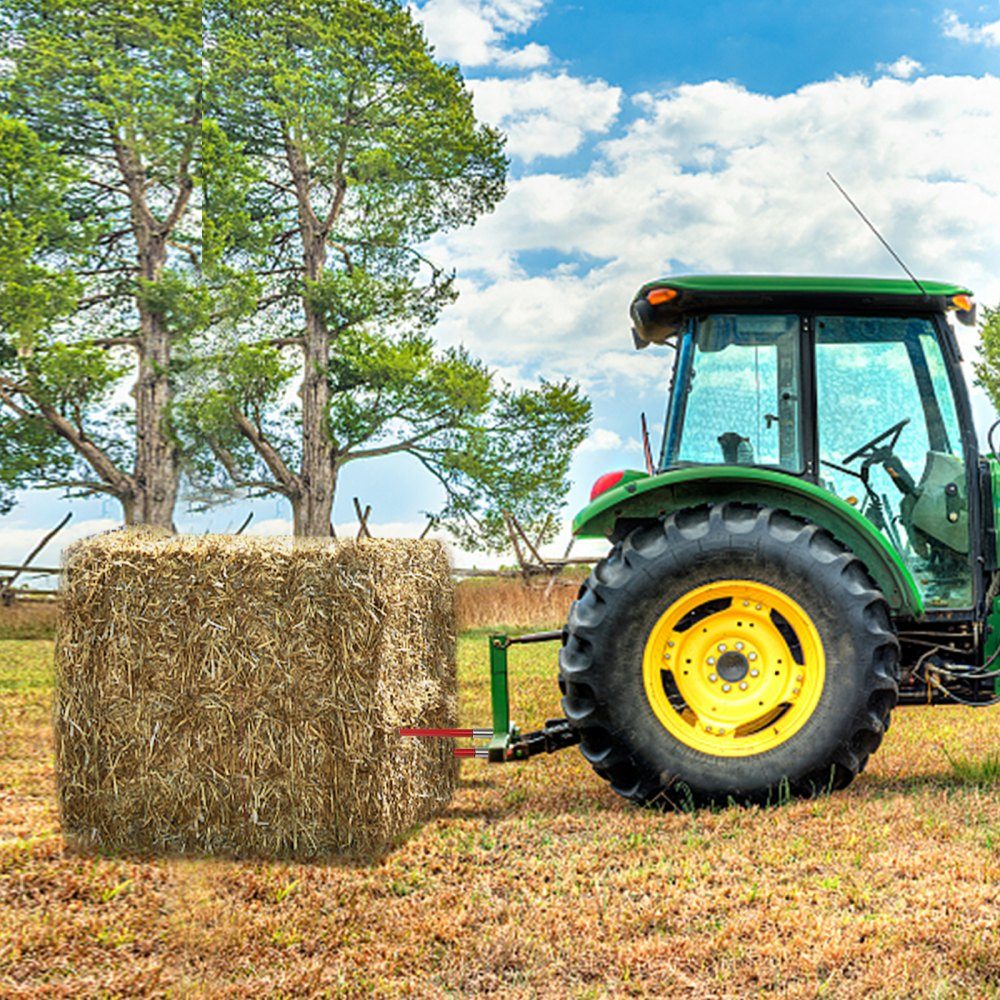 Front loader tines 125 cm, bale tines 2041 kg load capacity, bale spike quick attachment, red coated bale forks, with hexagon nut and sleeve for shovels, tractors, loaders
