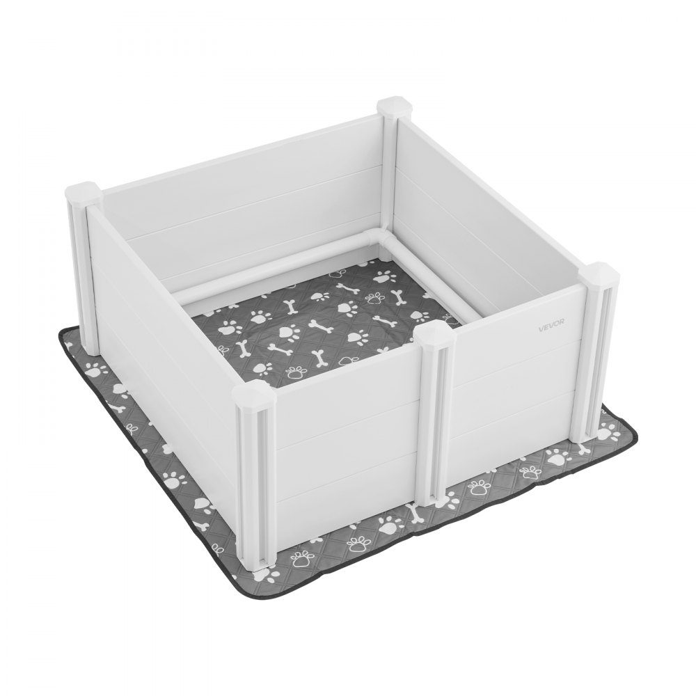 Whelping box for dogs, 98x98x46cm, puppy playpen made of plastic PVC with height-adjustable door & washable pee pad, deformation-proof puppy box for medium-sized dogs, milk white