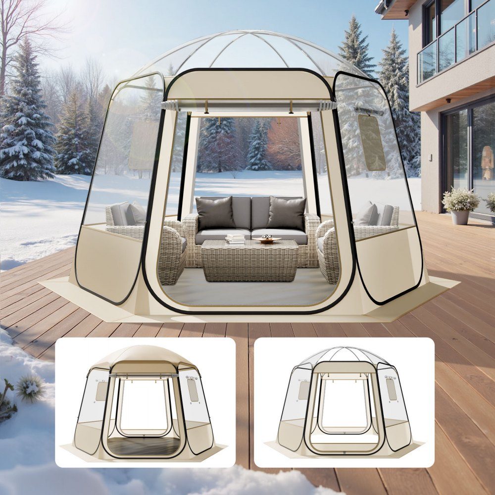 Namiot Pop Up Bubble 305x275x220cm Przezroczysty namiot kempingowy Namiot ogrodowy z kopułą Igloo z systemem Windows Namiot sportowy Panoramiczny widok 540° dla 4-8 osób Patio podwórko