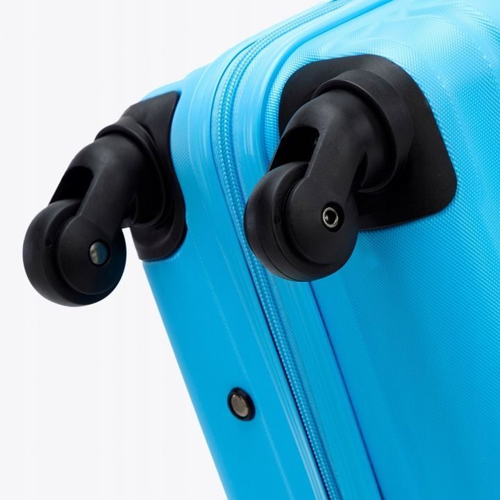 Großer Premium-Koffer Reisekoffer ABS-Kunststoff 96l mit blauen Rippen