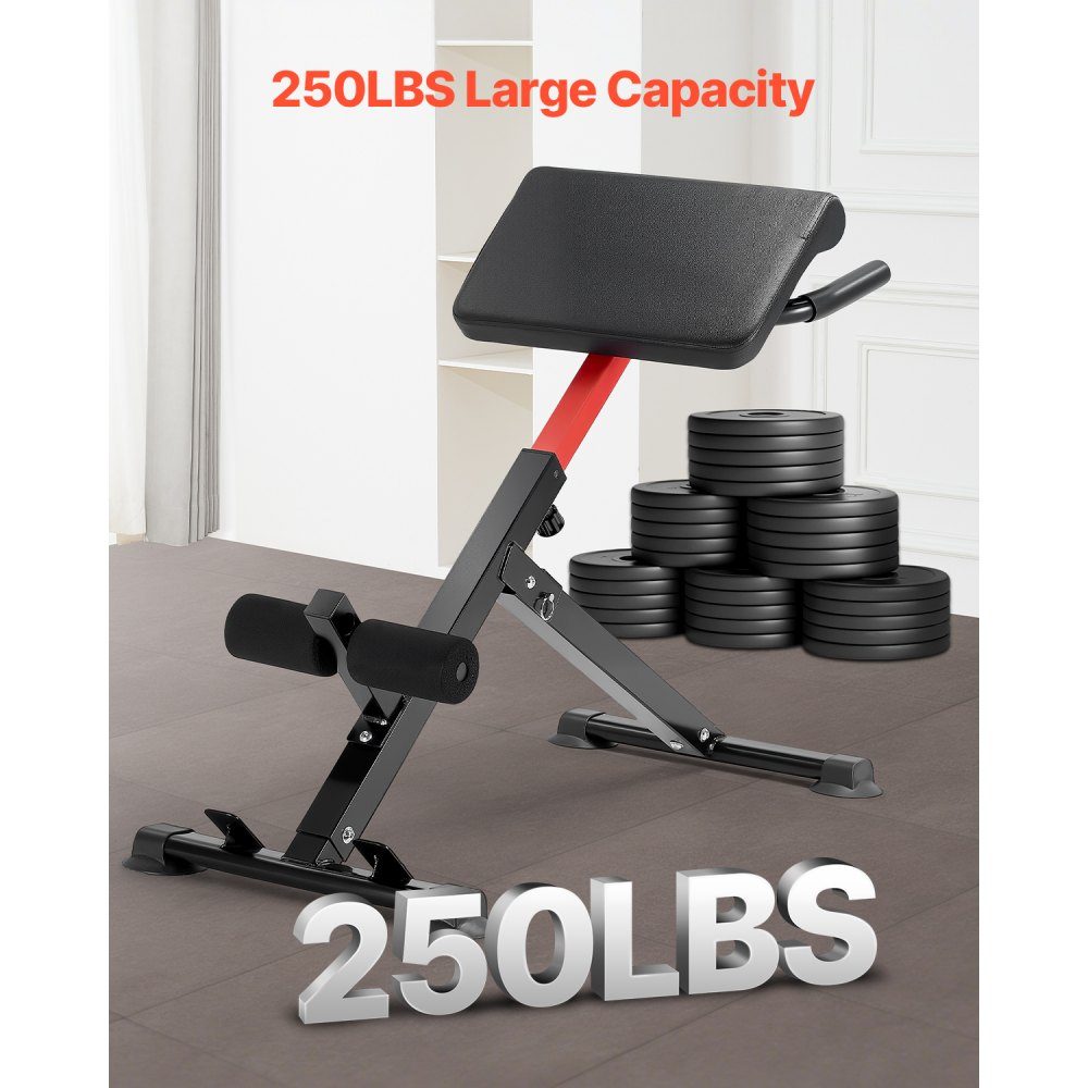 Roman Chair hyperextension bench back stretcher 113 kg, robust and foldable extension machine, training device for back muscle training, fitness weight bench for the home gym