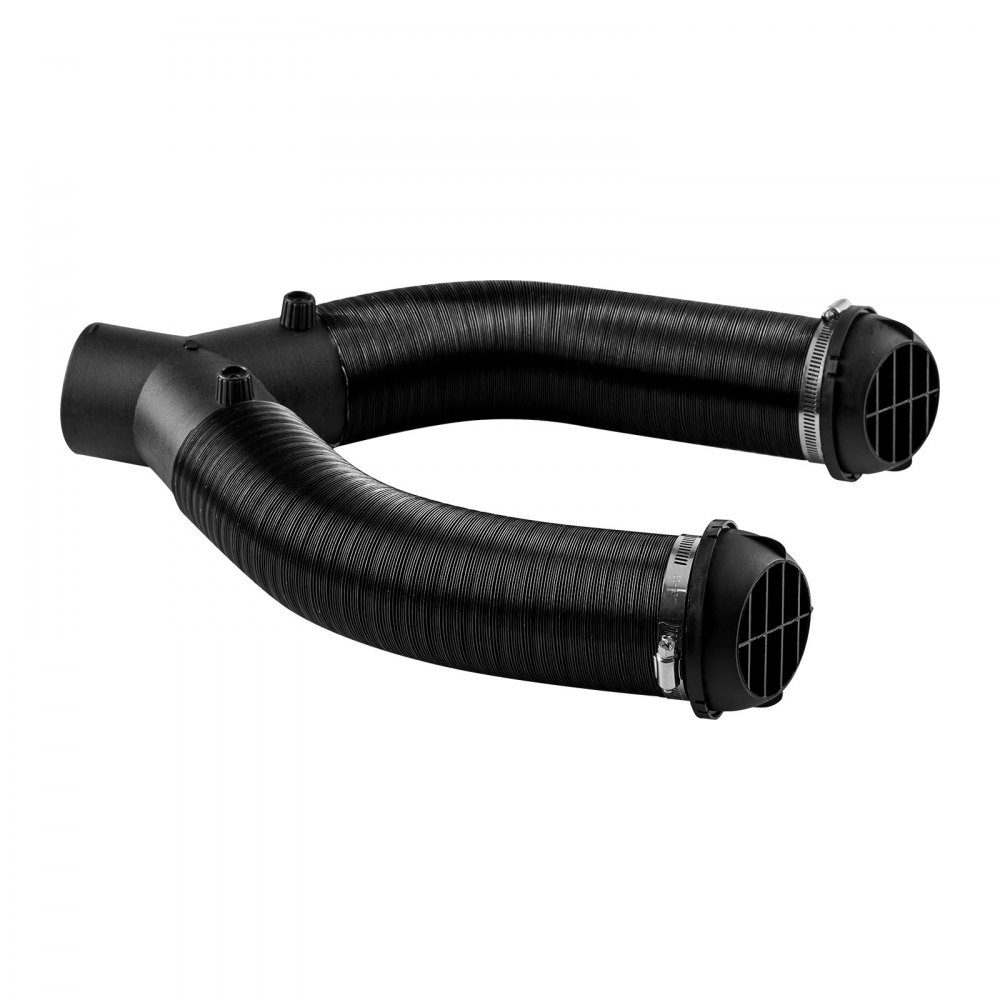 Dieselverwarmerpijp heteluchtuitlaatventilatieset met Y-vormige connector en luchtkanaalklemmen, hulpverwarmer luchtkanaalventilatieset voor 5kW 8kW dieselverwarmers, zwart
