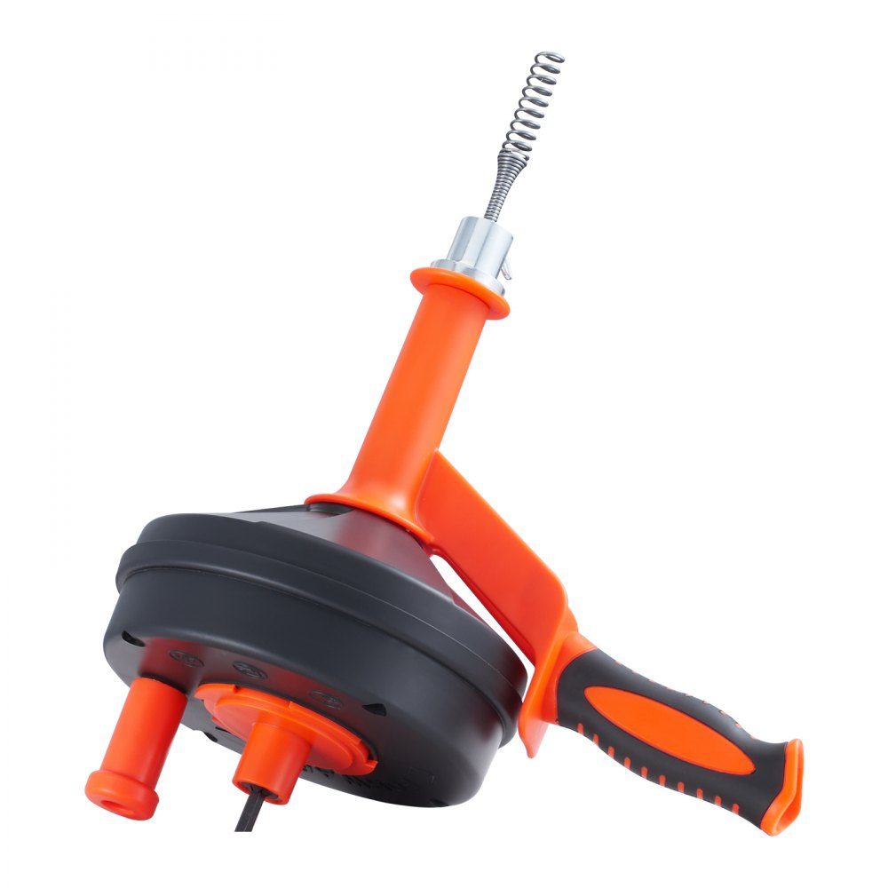 Pipe Cleaning Cable 1/4" x 300" Spring Steel Cable Drain Cleaner with Drum Manual & Electric Hand Feed Pipe Cleaning Shaft Pipe Cleaning Device Ideal for Toilet Sewer Floor Drains