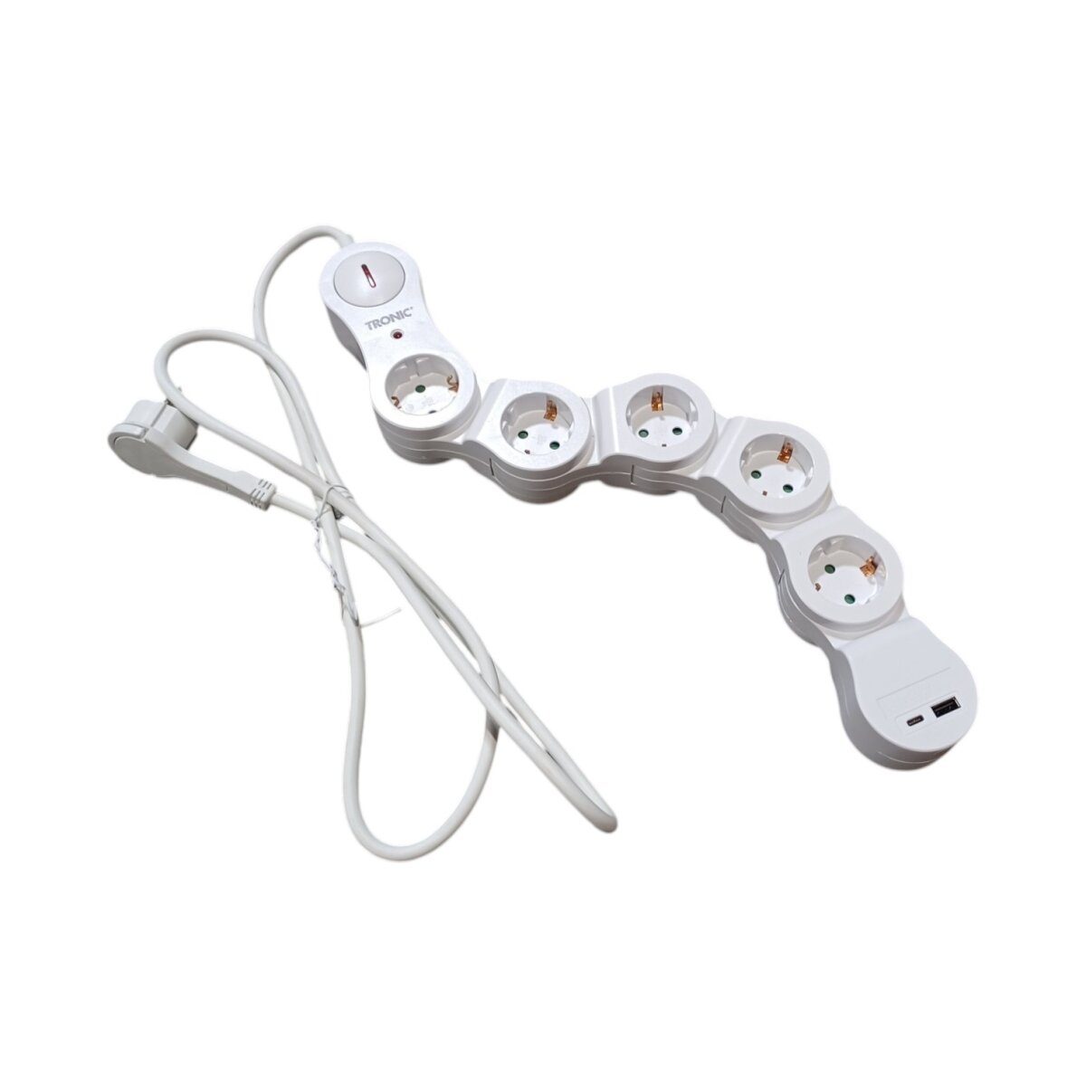 TRONIC® power strip with USB, maneuverable, white