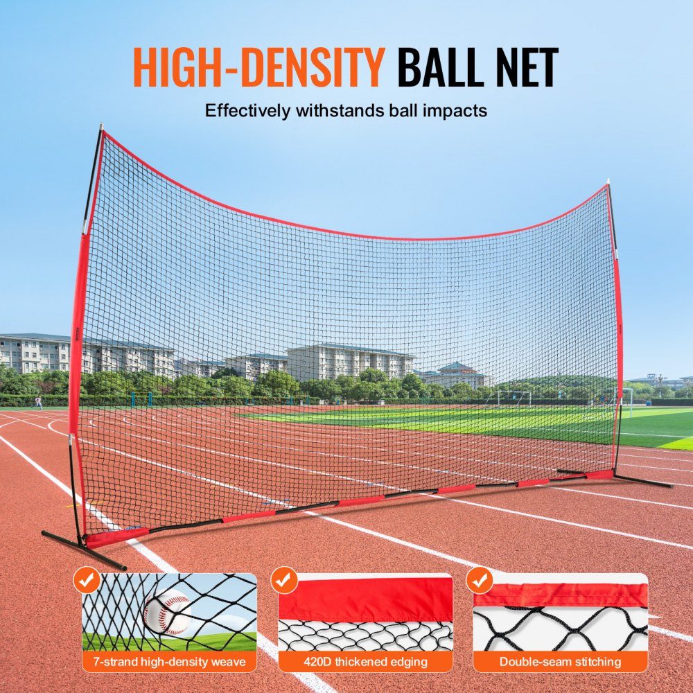Backstop-Netz, 620 x 140 cm, Ballsport-Absperrnetz, Übungsausrüstung mit Tragetasche, Schutzschirm für Baseball, Softball, Lacrosse, Fußball- und Hockey-Training, Garten