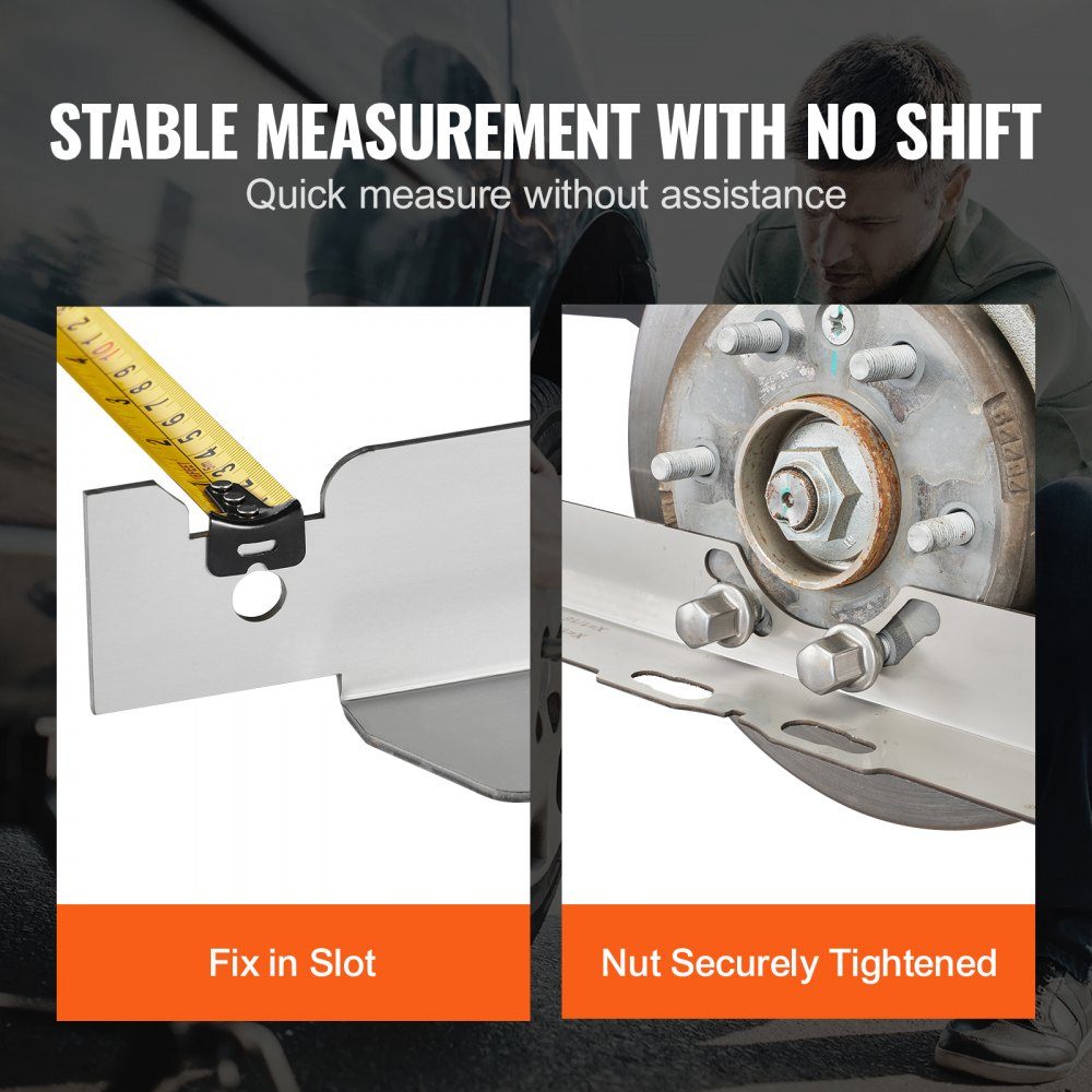 Wheel Alignment Tool, 2 Pack Wheel Alignment Track Plates, Stainless Steel Wheel Alignment Tool Plate, Accurate Track Angle Measurement, Includes 2 Tape Measures and Conversion Table