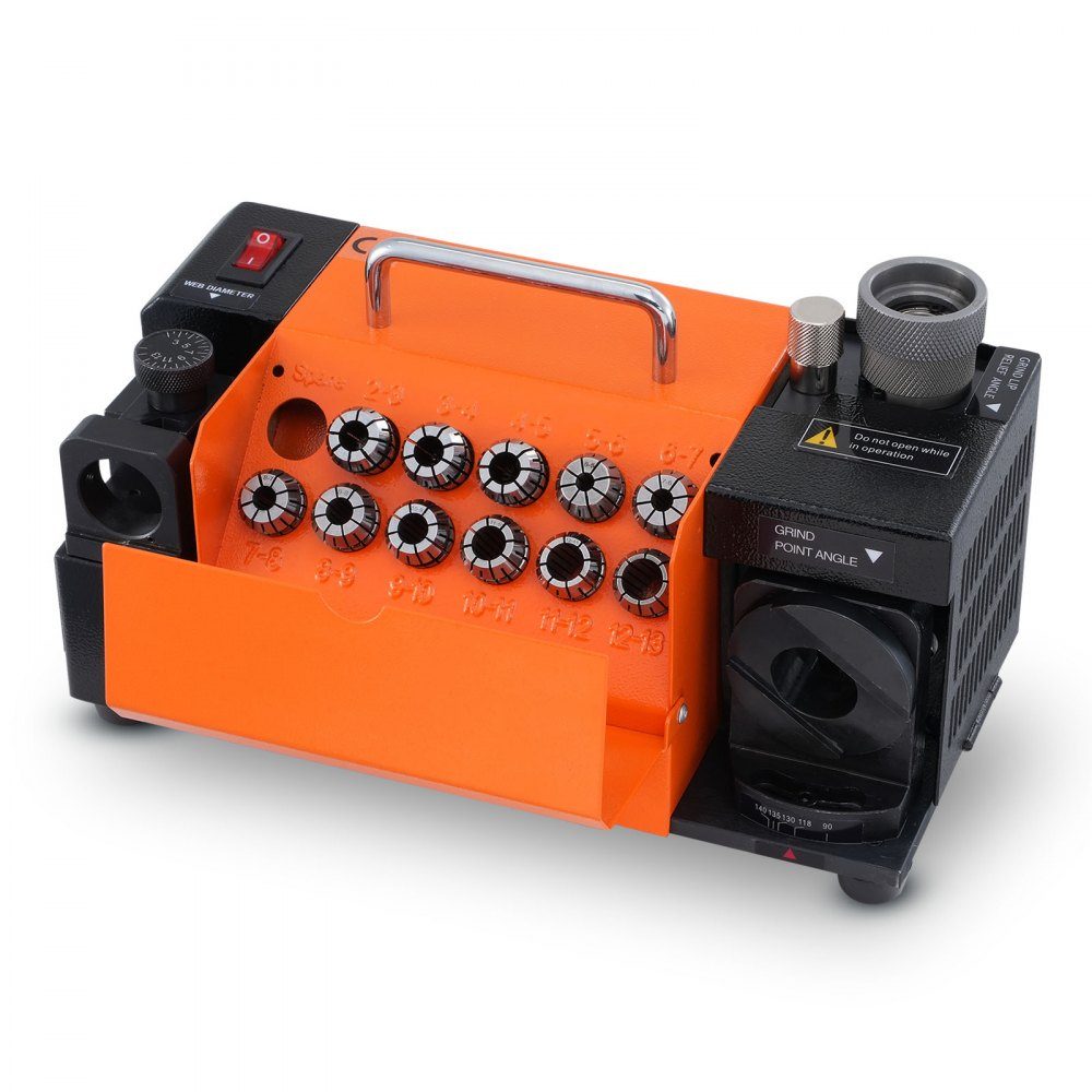 Wiertarka MR-13A Szlifierka 120 W Stacja ostrzenia 4500 obr./min Stalowa ostrzałka do wierteł 95-135° Regulowany kąt końcówki 11 tulei zaciskowych Odpowiednie do wierteł o średnicy φ3–13 mm – Nr kat. HT-23385