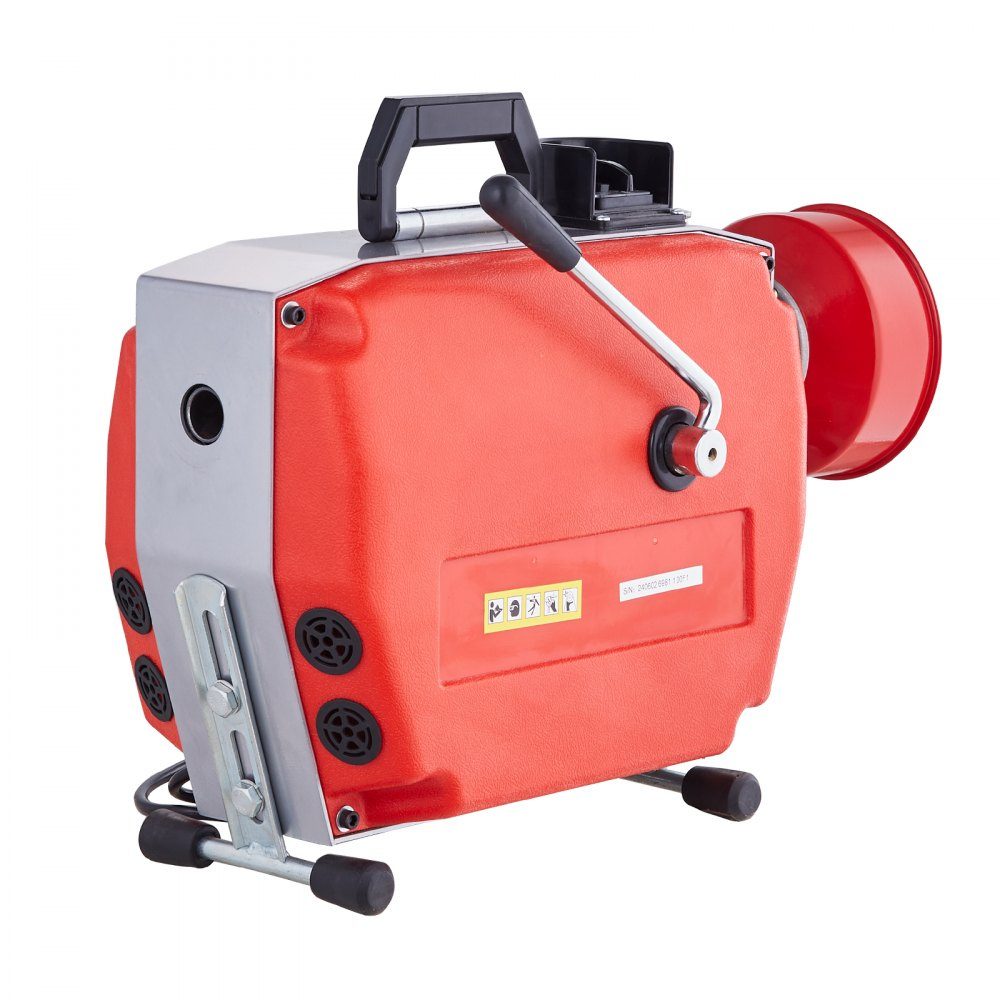 120ft x 7/8" Pipe Cleaning Machine, 420W Electric Pipe Cleaning Cable with Manual Feed - with 6 cutters, 2 steel cables (120ft x 7/8" and 18ft x 3/8") and CW/CCW control for 1.9" to 6" pipes