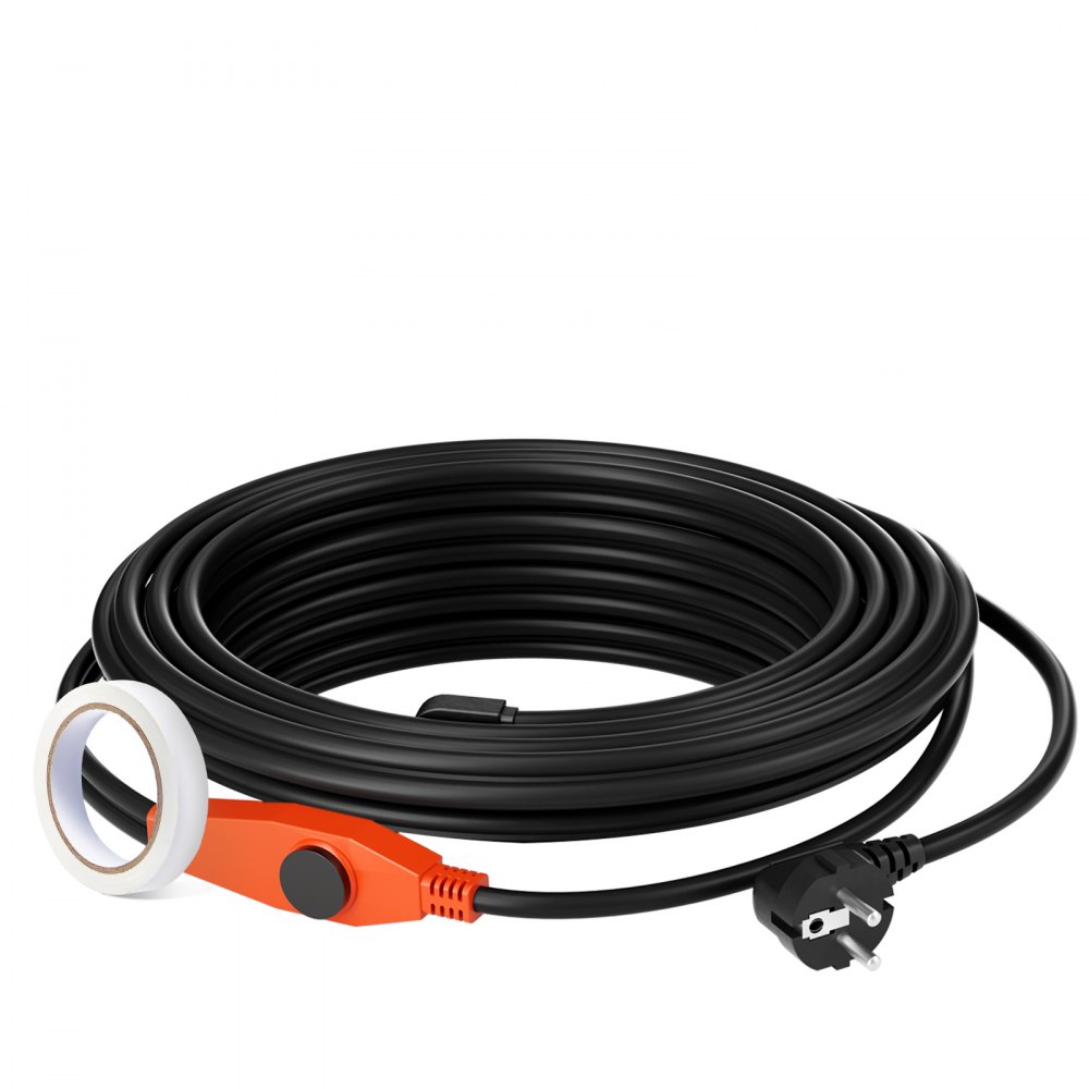 Vorstbeveiligde verwarmingskabel, 9 m, 23 W/m, verwarmingskabel voor buizen met ingebouwde thermostaat, buisverwarmingskabel voor het beschermen van PVC-slangen, metalen en kunststof buizen tegen bevriezing