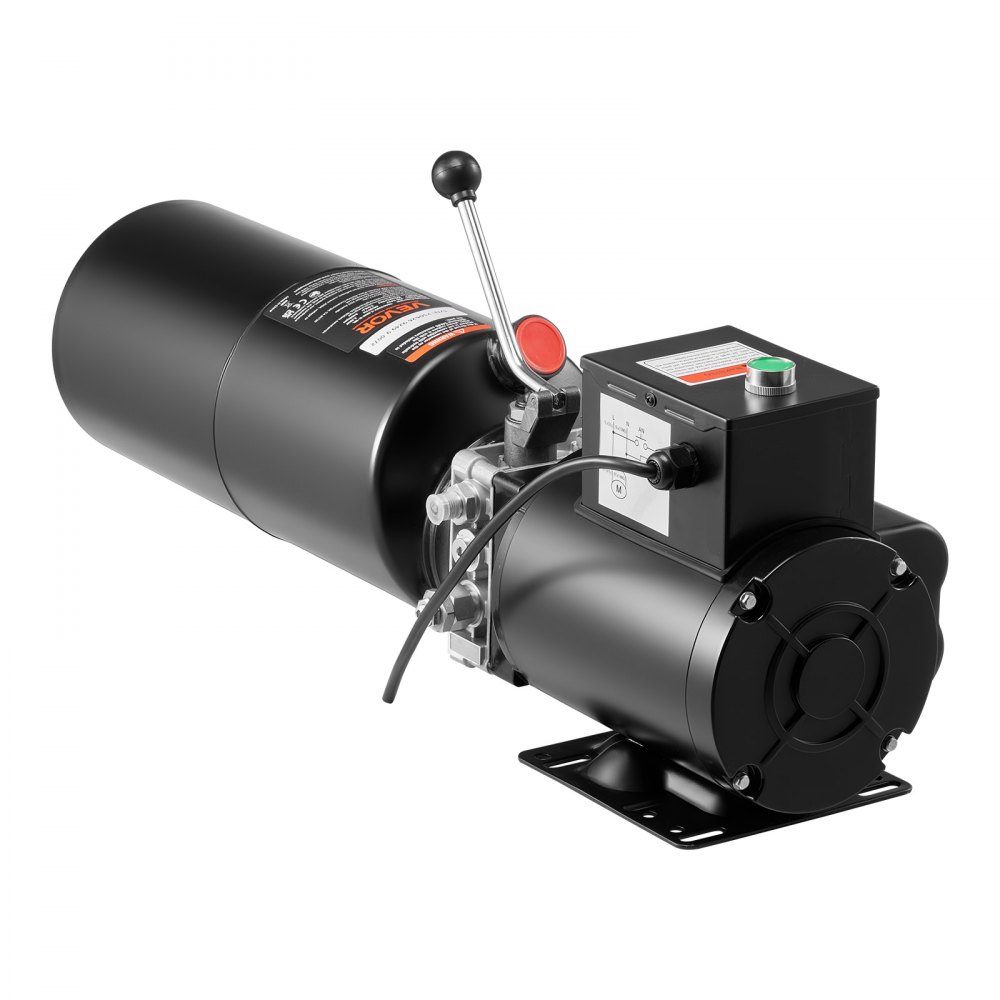 Hydraulic Pump Hydraulic Units AC 220V, 10Qt Single Acting Hydraulic Unit, 6.3L/min Oil Flow, Max Delivery Pressure 22MPa for Dump Trucks, Automotive Workshops, Lifts, Black