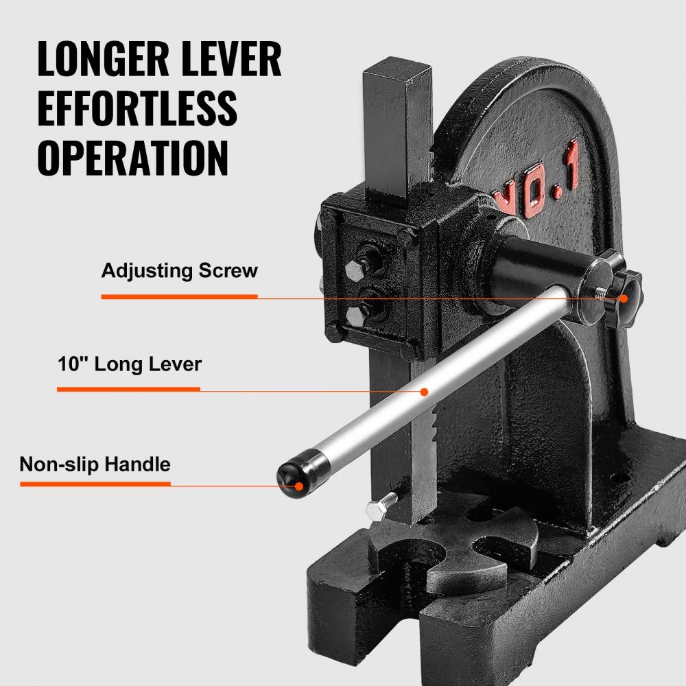 Mandrel Press, 1 Ton Hand Lever Press, Manual Mandrel Press Precision Hand Press, 150mm Maximum Height, Desktop Manual Cast Iron Punch Press for Punching, Bending, Stretching, Forming