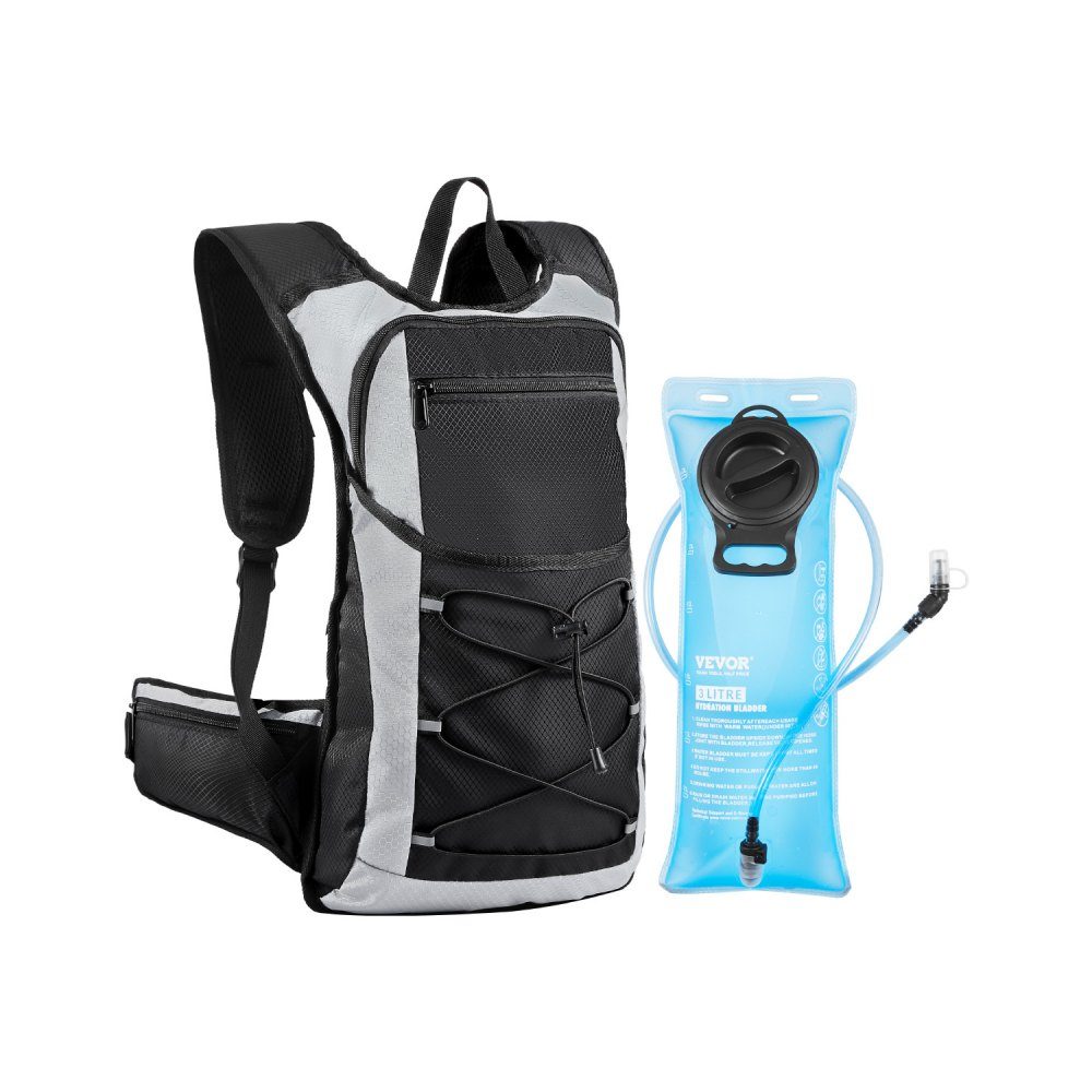 Trinkrucksack, 15 l, isolierte Rucksäcke mit 3 l TPU-Wasserblase, Laufrucksack, Wanderrucksäcke für Radfahren, Laufen, Ausflug, Schwarz, Hydro-Wasser-Tagesrucksack für Männer und Frauen
