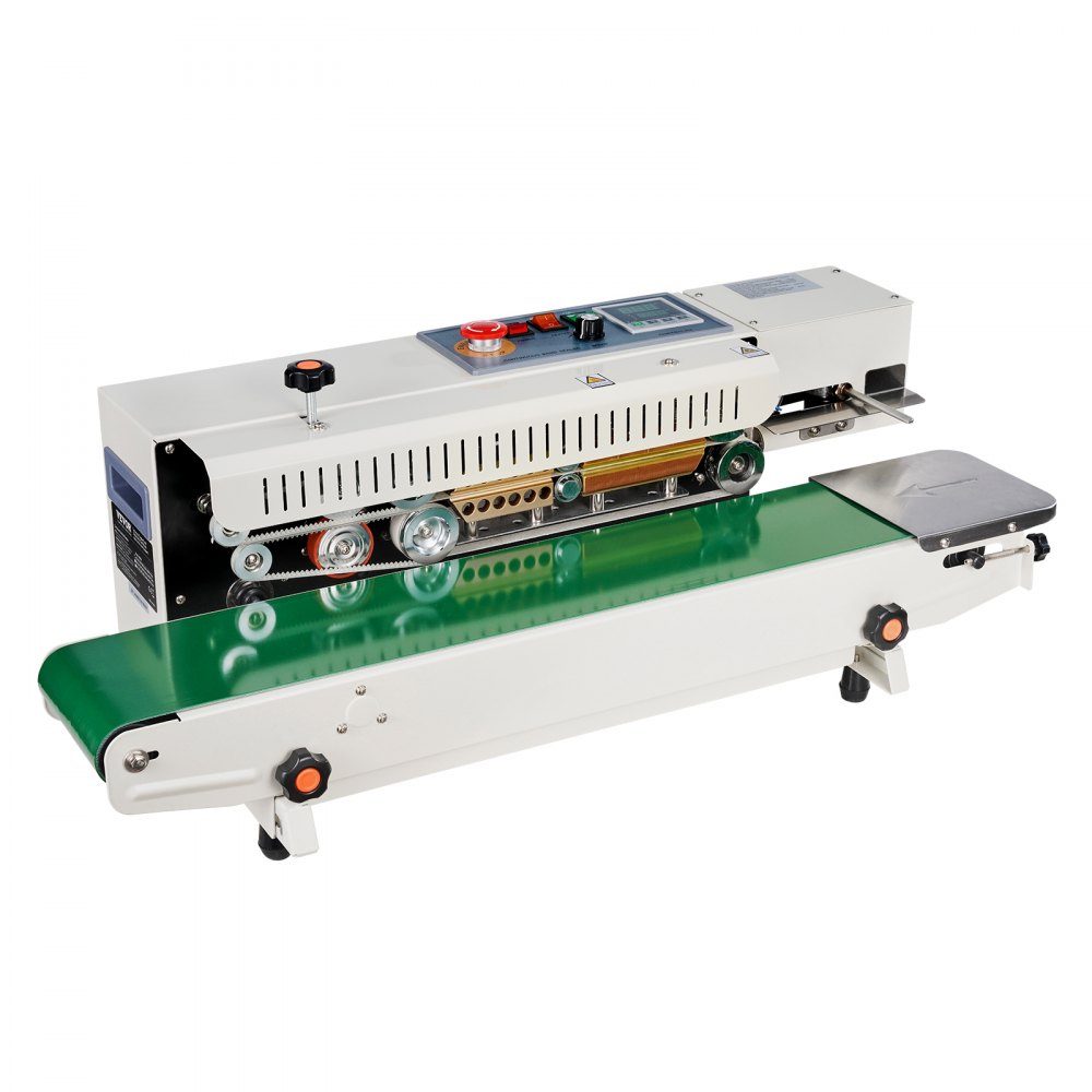 Continuous Bag Band Welding Machine, 0.24-0.47 inch/6-12mm Welding Width, Horizontal Band Welding Machine with Digital Temperature Control, Bag Welder for 0.02-0.8mm Plastic Bags, Inflation Function