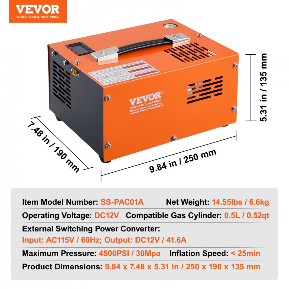 PCP-Kompressor, 30 MPa/4500 PSI, Luftkompressor, 0,5 l, tragbarer PCP-DC12V- und AC115V-Kompressor, 25-minütiger Arbeitszyklus, Luftpumpe, Hochleistungskonverter, Hochdruckpumpe, Luftgewehrgewehr PCP-Kompressor, 30 MPa/4500 PSI, Luftkompressor, 0,5 l, tragbarer PCP-DC12V- und AC115V-Kompressor, 25-minütiger Arbeitszyklus, Luftpumpe, Hochleistungskonverter, Hochdruckpumpe, Luftgewehrgewehr
