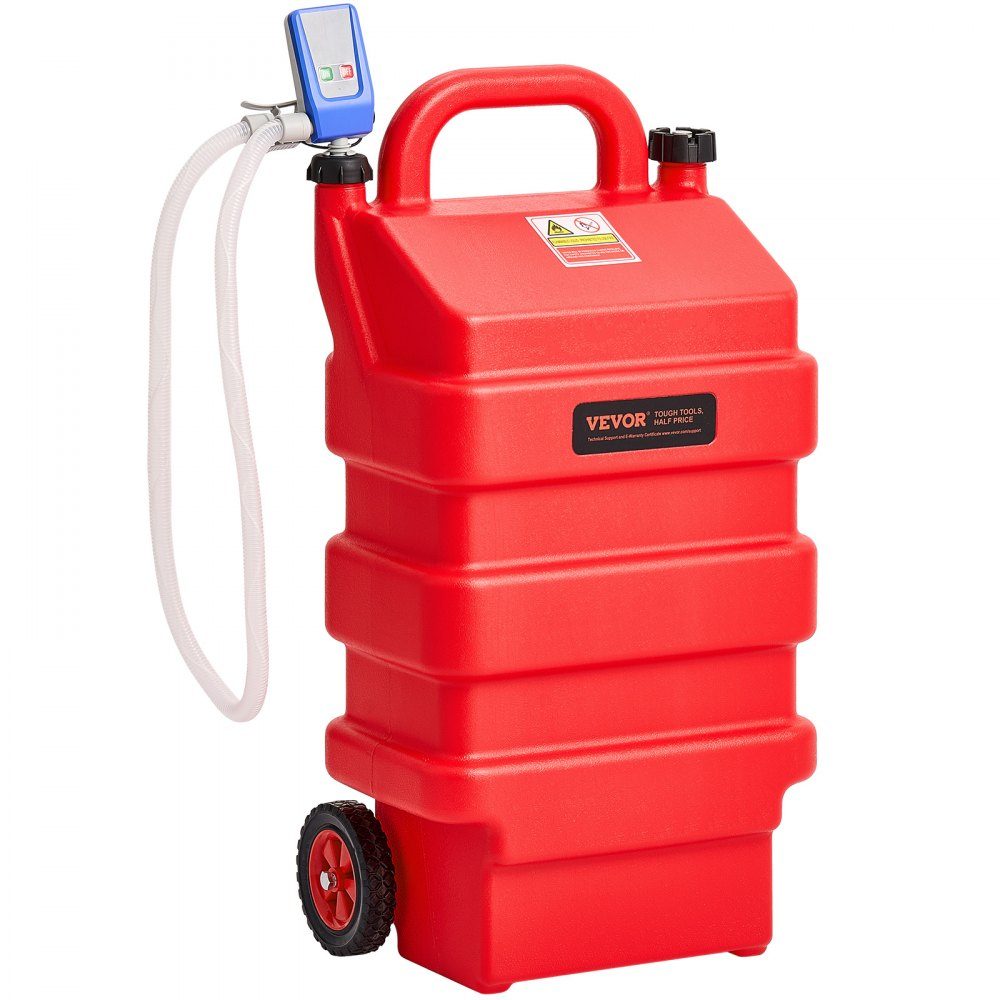 Fuel Truck, 60L with 12-V-Gleichstrom-Kraftstofftransferpumpe Fuel Canister, 1.2m Delivery Hose and Auto Stop Sensor Nozzle, Tank Adapter, Suitable for Diesel and Petrol, Red