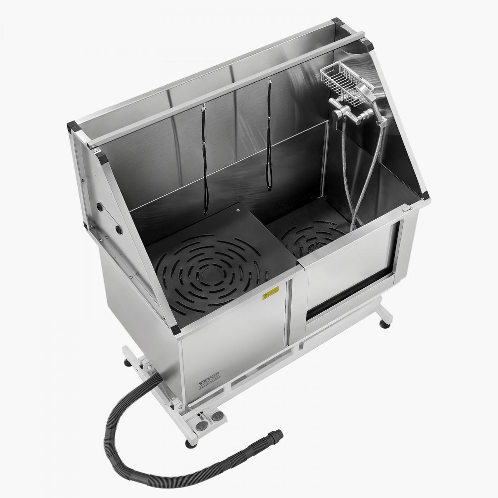 Electric Dog Washing Station with Lift Function, 50 Inch Stainless Steel Pet Grooming Tub with PE Water Filter Plate, Faucet and Shower Head, Dog Bathtub, Pet Wash Basin (Right Door)