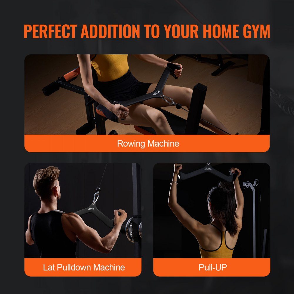 Latzug-Aufsätze, Rudergerät mit Kabelzug, T-Bar, V-Bar, 5er-Set, Trizeps-Zugstange, gummibeschichteter Griff für Rückenkrafttraining, Bizeps-Curl, Trizeps-Lat-Zugstange für Fitnessstudio