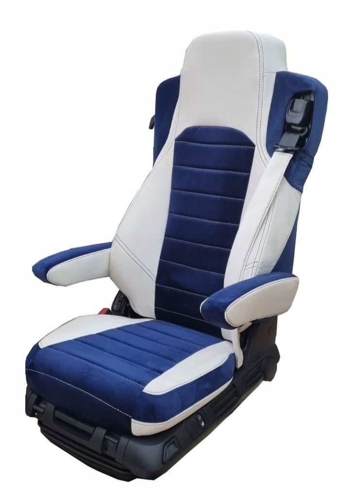 Handgefertigte hochwertige Actros LKW SITZBEZÜGE MERCEDES ACTROS MP5 MP 5 marineblau-beige Komplettset