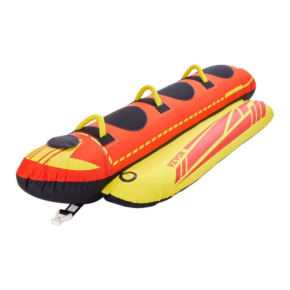 Ensemble de tubes amusants, remorqueurs gonflables pour 1 à 3 personnes, tube de remorquage pour sports nautiques de 500 lb avec housse entièrement en nylon, poignées rembourrées et valve de sécurité de vitesse