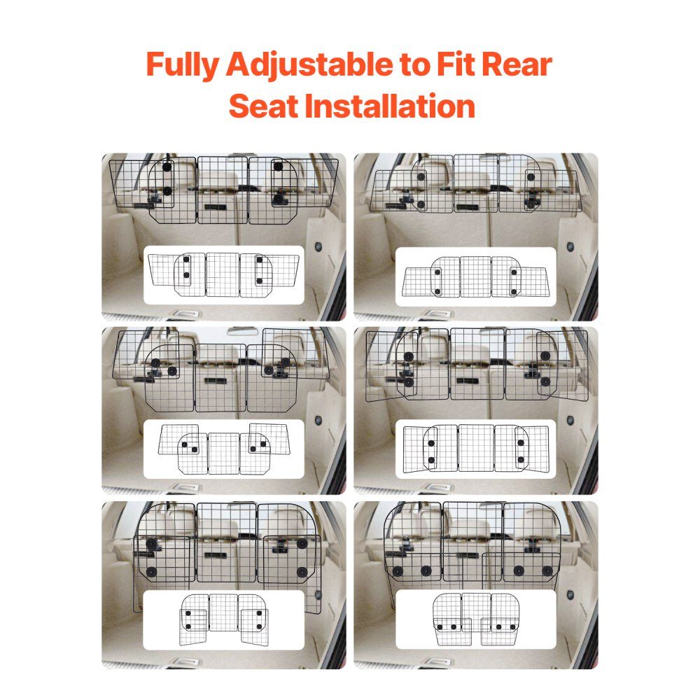 Dog Car Barrier Adjustable Divider Dog Gate (928x423mm) Car Back Seat Guard Wire Mesh Pet Barrier Universal Fit Car Barrier for SUVs Trucks