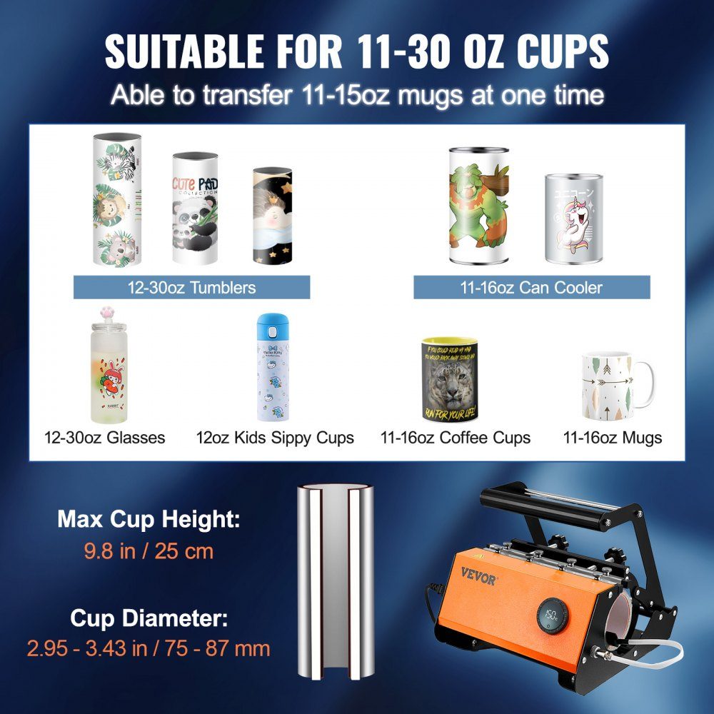 Mug Sublimation Press 600W Mug Printing Sublimation Press 0.33-0.89L Mug Heat Press Mug Press DIY Ceramic/Stainless Steel/