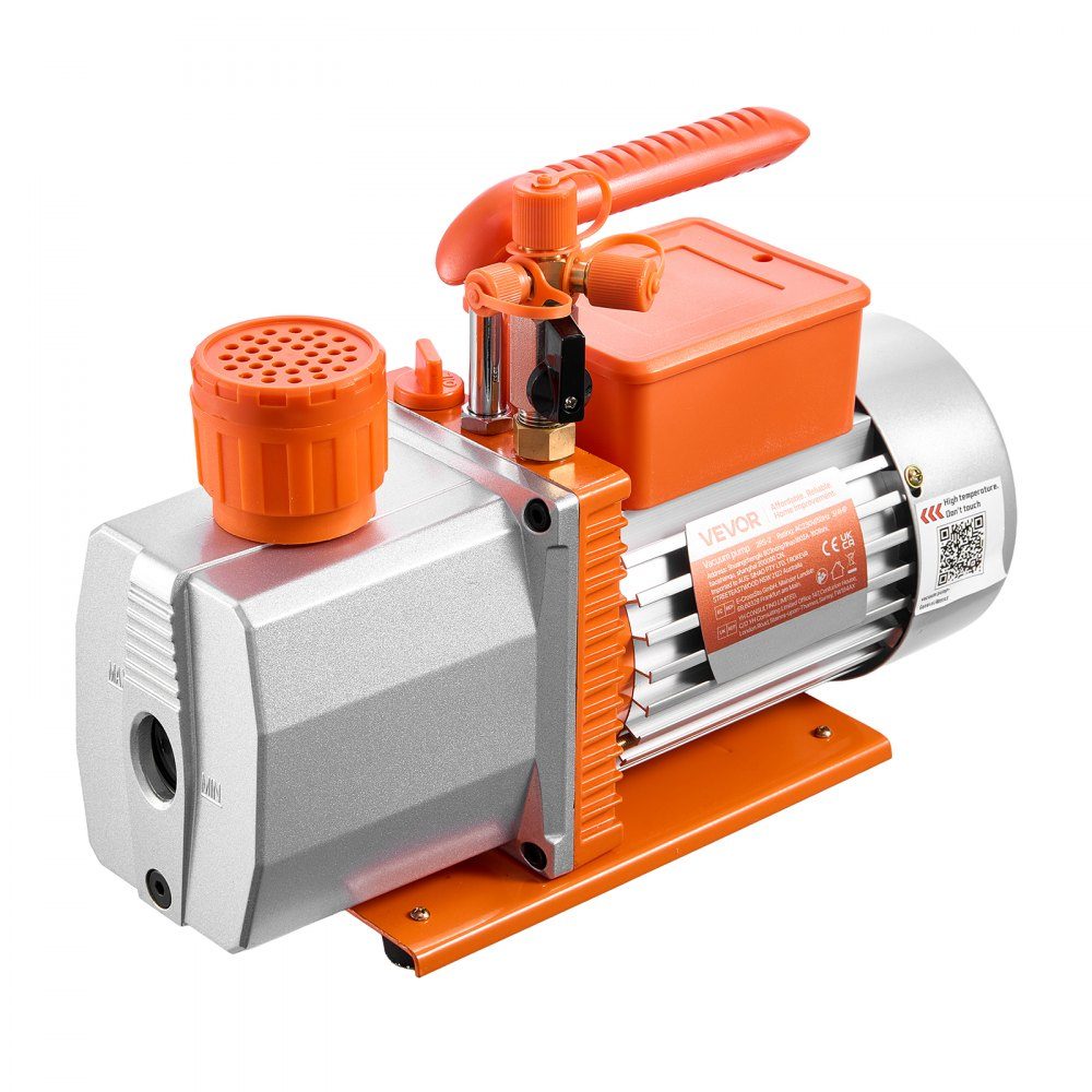 Vacuümpomp 7 CFM 198L/min, 2-traps, 550W, geschikt voor R134a, R22, R410a, R1234YF en R32, 4-polige motor, voor onderhoud van auto-airconditioning en harsontgassing, inclusief olie