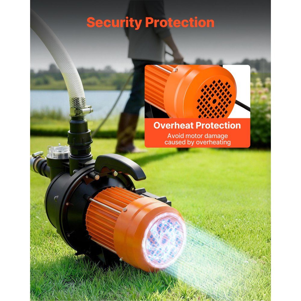 Gartenpumpe, 1300 W, 230 V, max. Förderleistung 4800 L/h, PP-Bewässerungspumpe mit 48 m Förderhöhe, Überhitzungsschutz, europäische Spannungsnormen, für Gartenbewässerung & Bewässerung