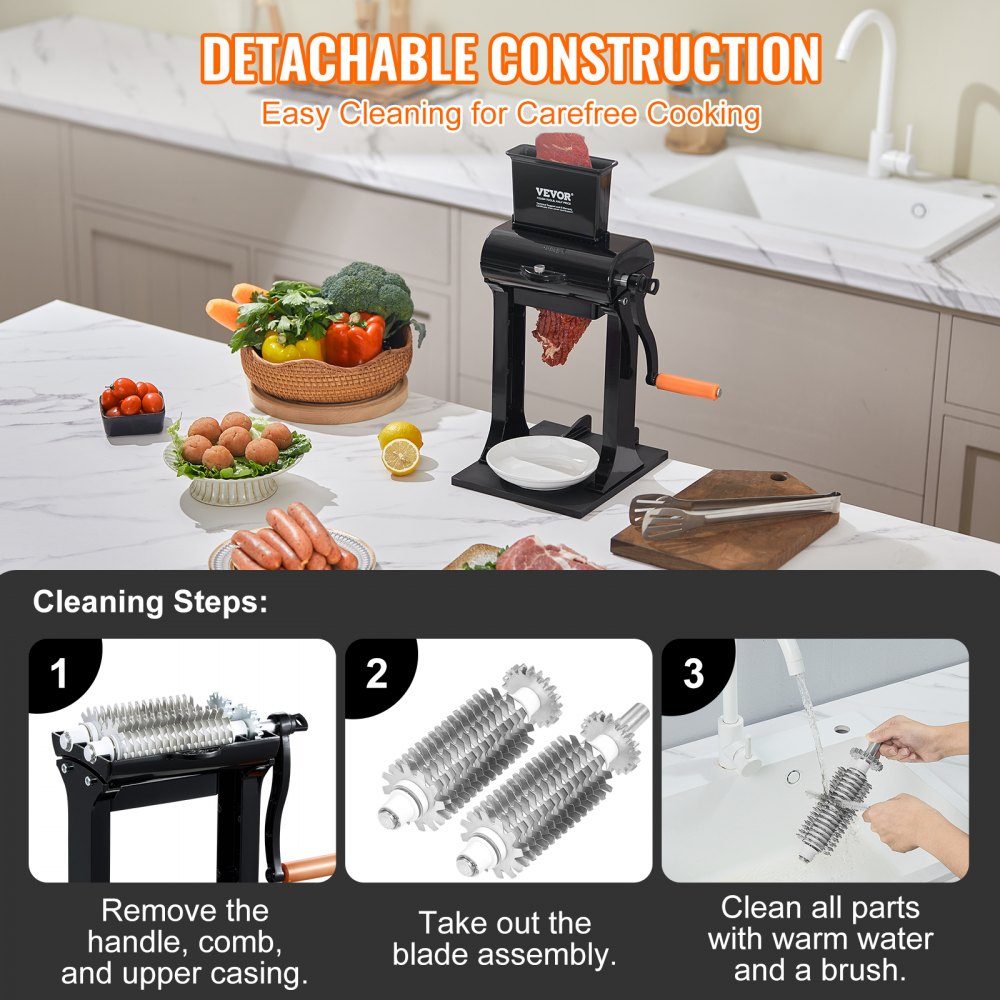 Meat Tenderizer Machine 445x300x245mm Meat Tenderizer 420 Stainless Steel Meat Tenderizer Blades Steak Tenderizer for Chicken Beef Pork Steak Kitchen Home Restaurant Cooking Accessories