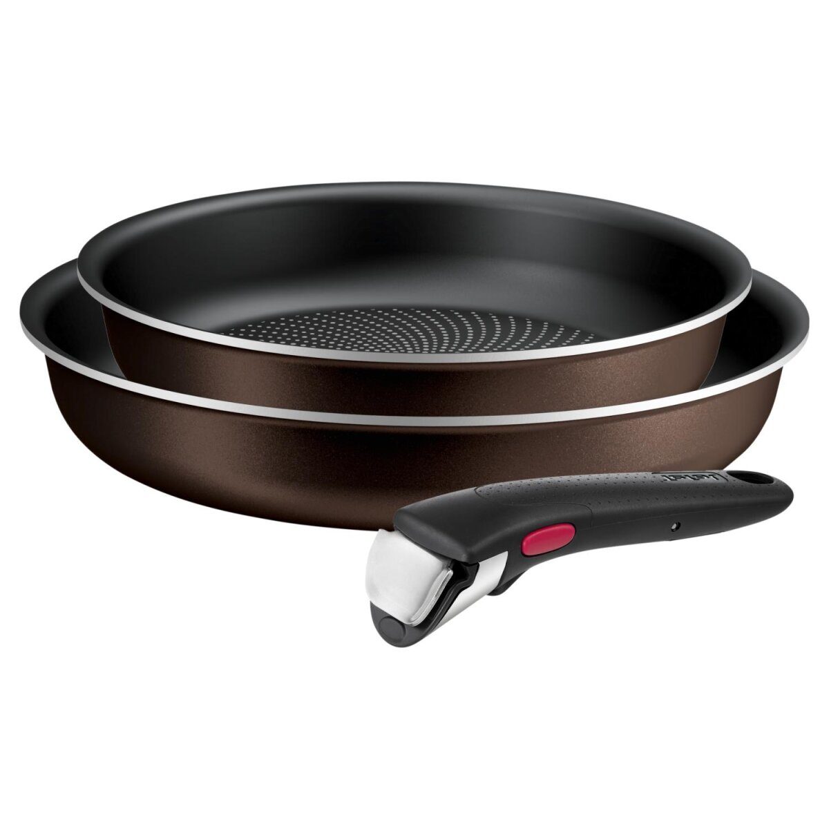 Tefal Ingenio Light Cook 3-piece pan set, removable handle, 22/26 cm, light pans, stackable, brown »L7259032«