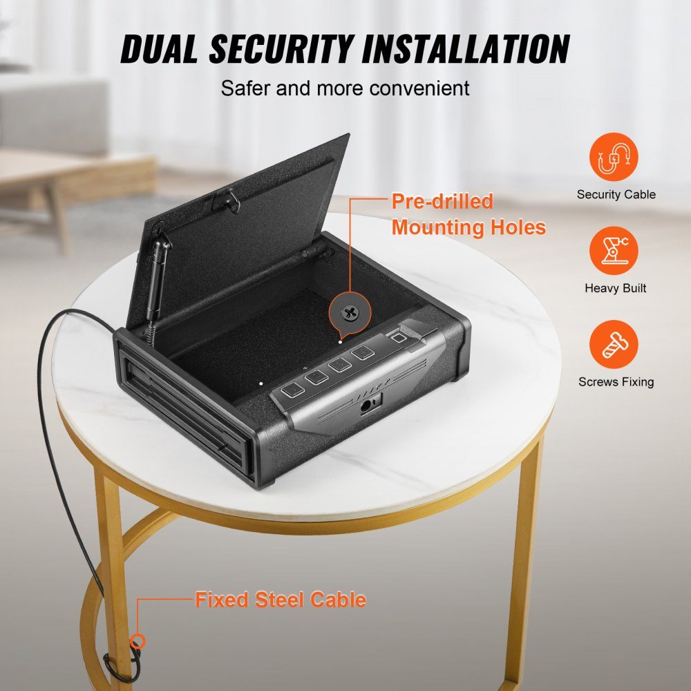 Gun Safe, Gun Case, Portable 2 Gun Gun Safe, Fingerprint, Key or Password, Cold Rolled Steel Gun Safe, 260x180x50mm, Gun Cabinet Wall Safe