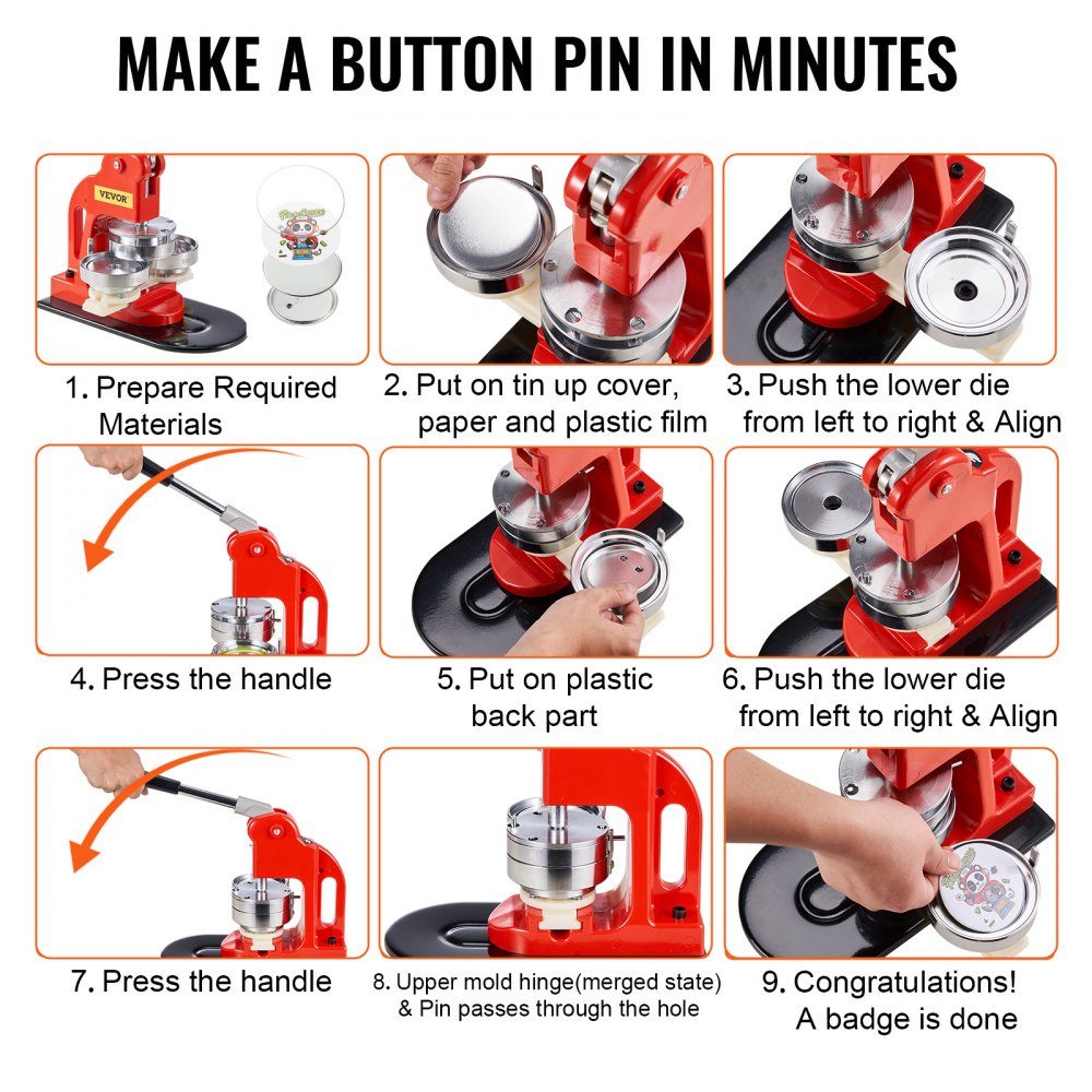 Button Machine Button Maker Machine, 3" Badge Punch Press Set, Kids DIY Gifts Pin Maker, Button Making Accessoires met 500 stuks Button Vervangingsonderdelen & Circle Cutter & Magic Book