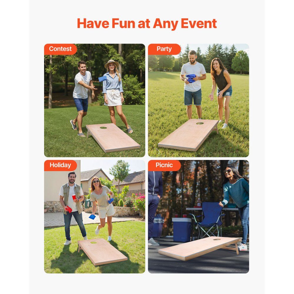 Cornhole Game Set (1255x600x302mm), Cornhole Game Boards, Portable Solid Wood Throwing Board, Cornhole Game for Adults with Carry Bag for Garden, Backyard, Beach, Camping