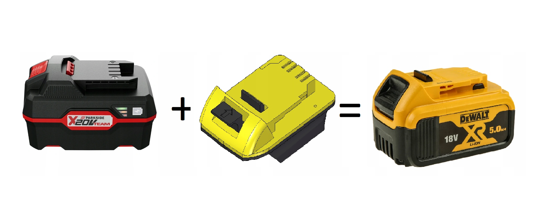 Adapter akumulator-akumulator Parkside do urządzeń DeWalt 18V Adapter akumulator-akumulator Parkside do urządzeń DeWalt 18V
