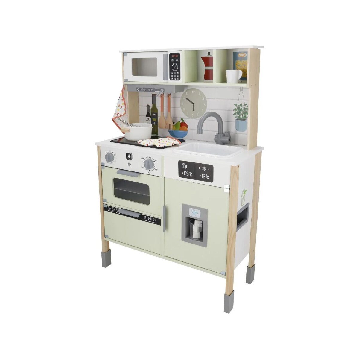 LUPILU® wooden kitchen, 3-way height adjustable, with playable back