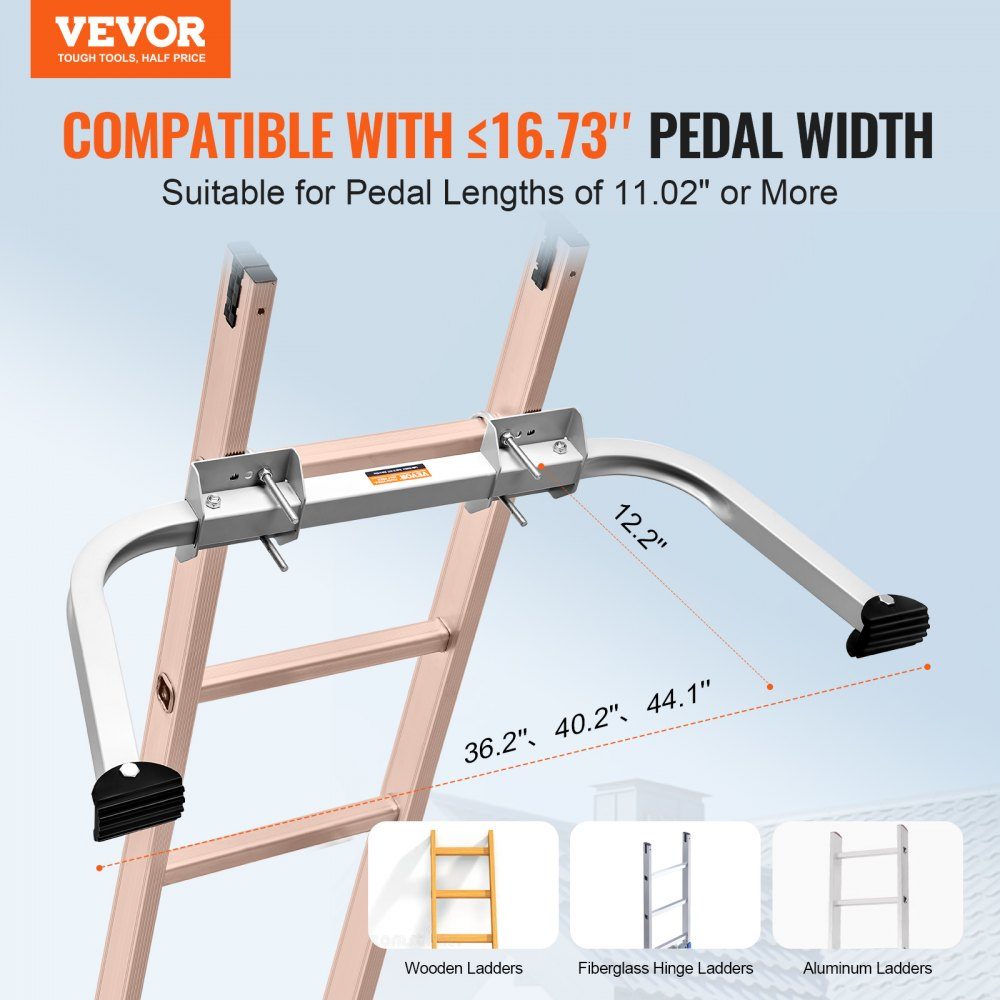 Stabilisateur d'échelle, entretoise d'échelle d'extension, accessoires robustes pour envergure/échelle murale pour gouttières, facile à utiliser et polyvalent réglable, pieds en caoutchouc antidérapants, capacité de charge : 300 lb