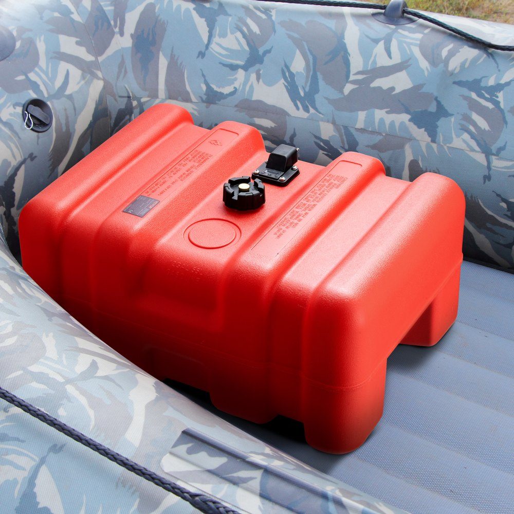 Marine Fuel Tank 55L Portable Outboard Engine Boat Tank Plastic Outboard Marine Boat Fuel Tank with Hose Easy to Carry for Yacht Fishing Boat Deck Boat Red