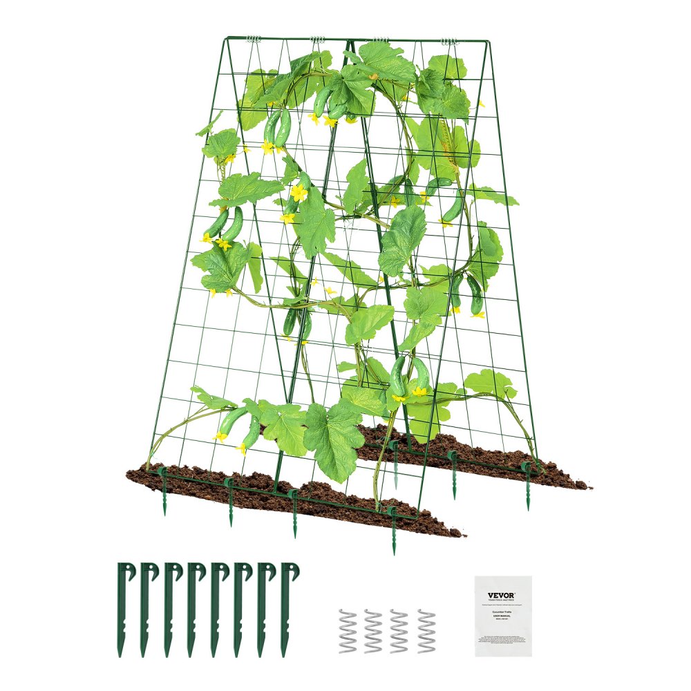 Treillis pour plantes grimpantes 47" x 33" Ensemble de treillis pliant avec pinces à plantes Aide à l'escalade en métal pour plates-bandes surélevées Support de croissance des plantes en plein air pour tomates, citrouilles et légumes Treillis pour plantes grimpantes 47" x 33" Ensemble de treillis pliant avec pinces à plantes Aide à l'escalade en métal pour plates-bandes surélevées Support de croissance des plantes en plein air pour tomates, citrouilles et légumes