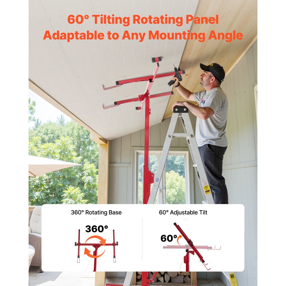 Plattenheber bis max. 68 kg, 4877 mm Höhe, Gipskartonheber mit verstellbarem Teleskoparm, Gipskarton, Trockenbauheber, Plattenheber, Hebezeug, Werkzeug, für Decken- und Wandmontage (rot) Plattenheber bis max. 68 kg, 4877 mm Höhe, Gipskartonheber mit verstellbarem Teleskoparm, Gipskarton, Trockenbauheber, Plattenheber, Hebezeug, Werkzeug, für Decken- und Wandmontage (rot)